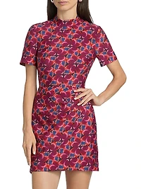 Draped Floral Sheath Minidress