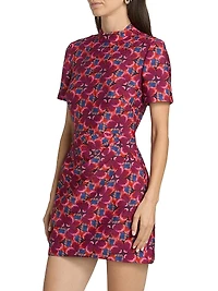 Draped Floral Sheath Minidress