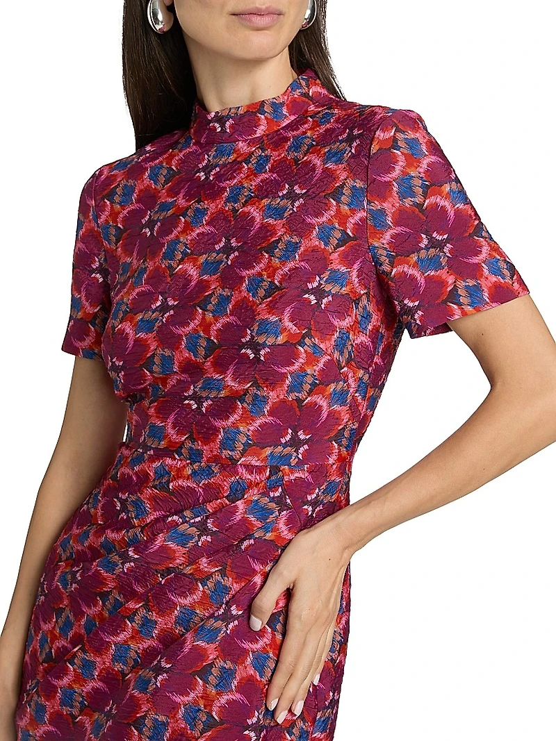 Draped Floral Sheath Minidress