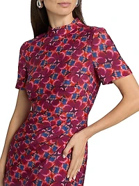 Draped Floral Sheath Minidress