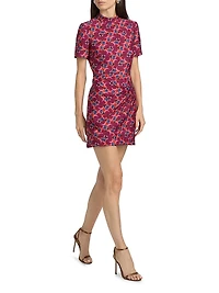 Draped Floral Sheath Minidress