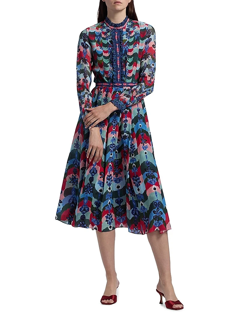 Emilia Floral Belted Midi-Dress