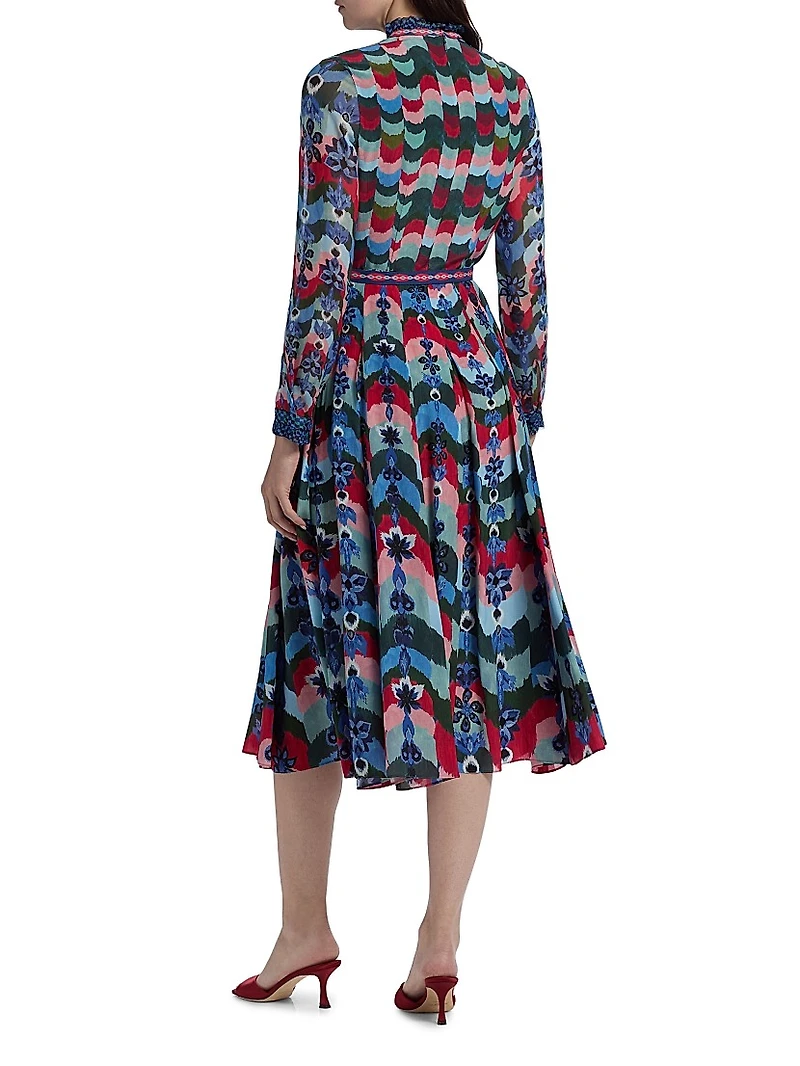Emilia Floral Belted Midi-Dress
