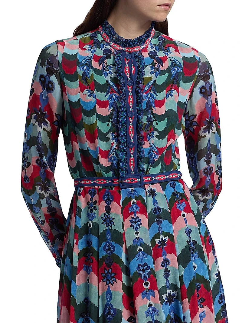 Emilia Floral Belted Midi-Dress