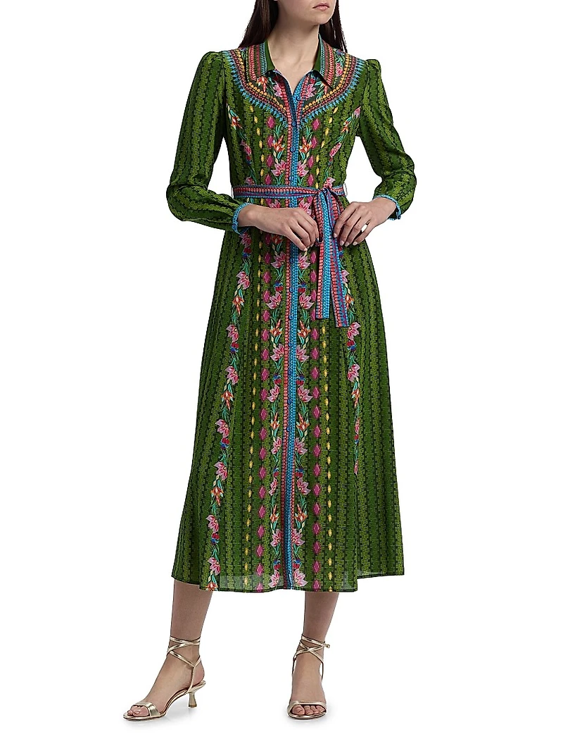 Vanessa-B Floral Midi-Shirtdress