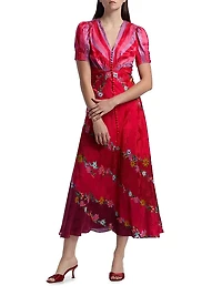 Lea Floral Silk Satin Maxi Dress