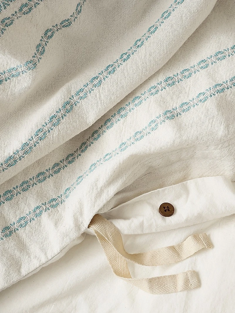 Rippled Stripe Organic Duvet Cover