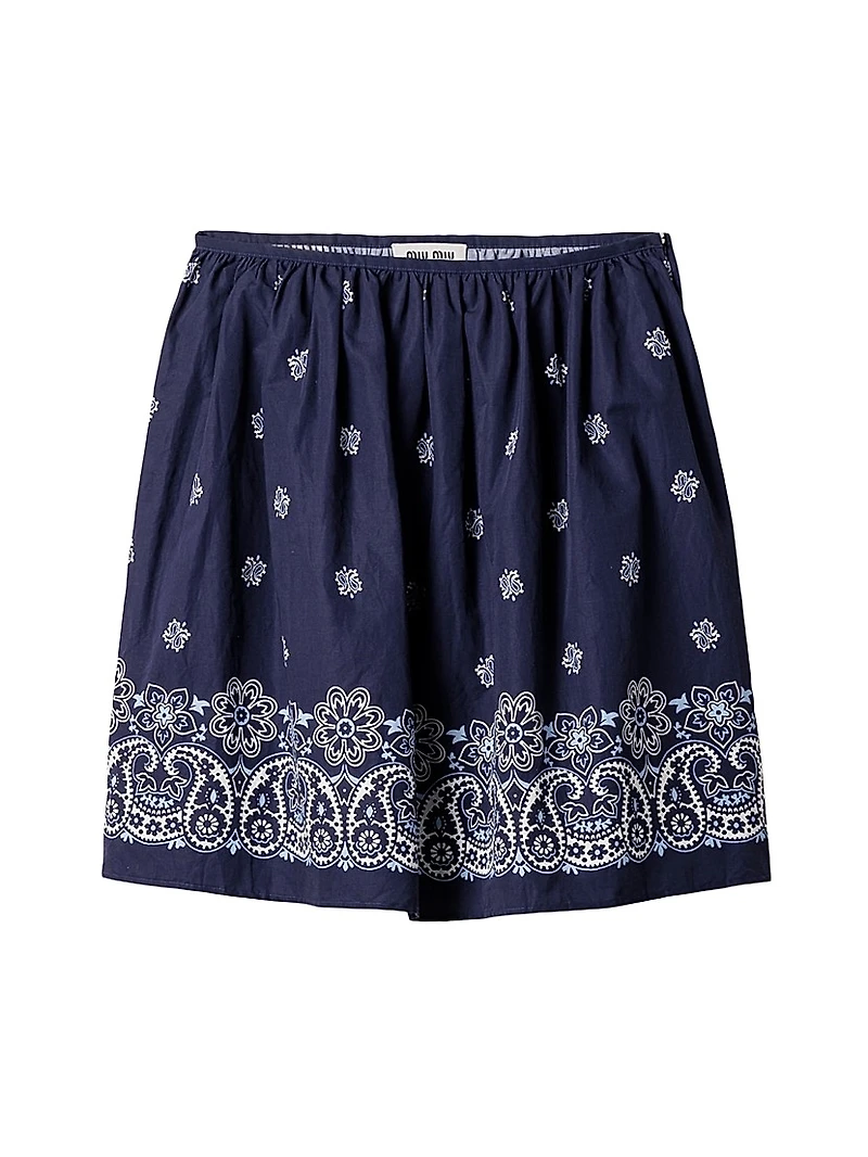 Printed Slubbed Poplin Skirt