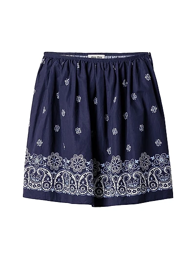 Printed Slubbed Poplin Skirt