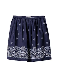 Printed Slubbed Poplin Skirt