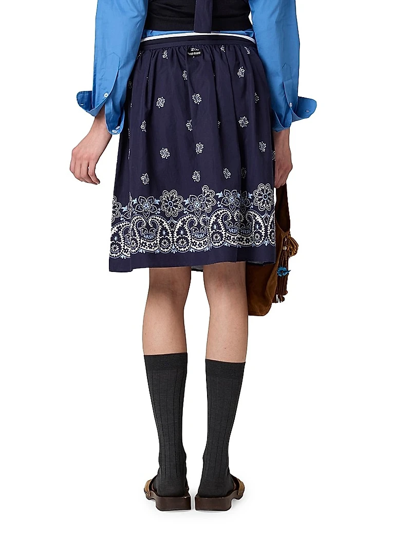 Printed Slubbed Poplin Skirt