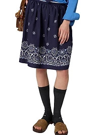 Printed Slubbed Poplin Skirt