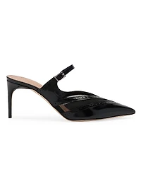 Cristi 70MM Brushed Leather and Mesh Mules