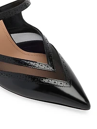 Cristi 70MM Brushed Leather and Mesh Mules