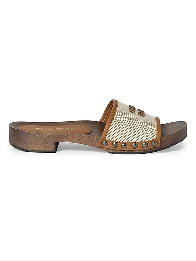 Canvas and Leather Clogs