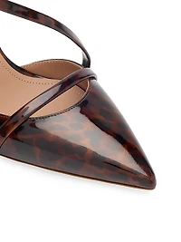Valeria 70MM Leopard Patent Leather Slingback Pumps