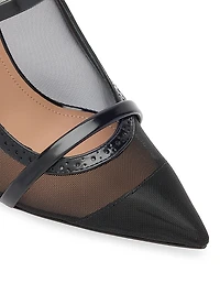 Maureen 85MM Mesh and Brushed Leather Mules
