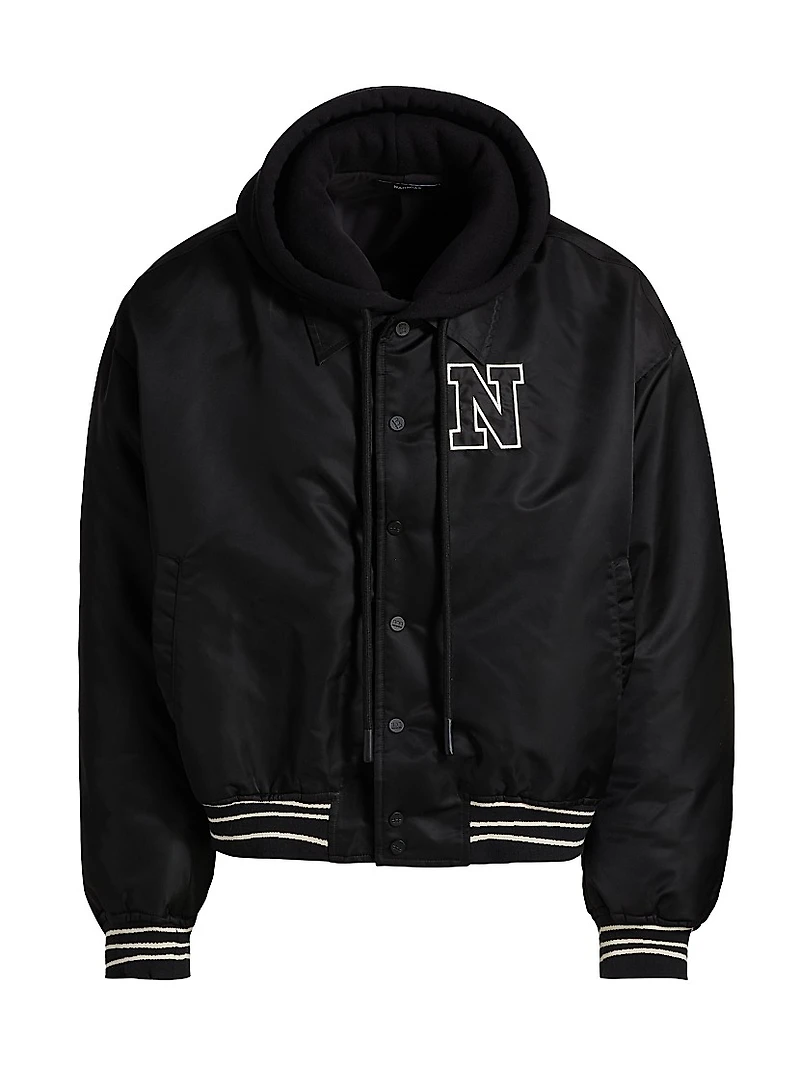 Hooded Logo Bomber Jacket