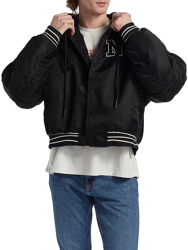Hooded Logo Bomber Jacket
