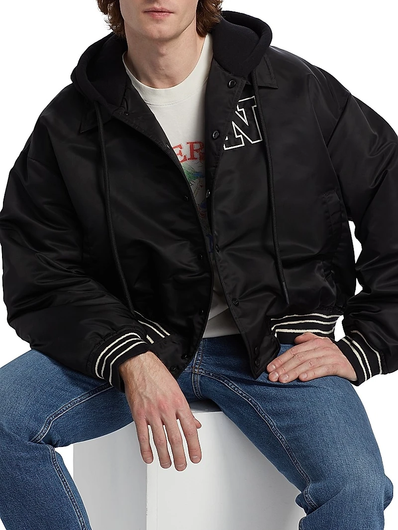 Hooded Logo Bomber Jacket