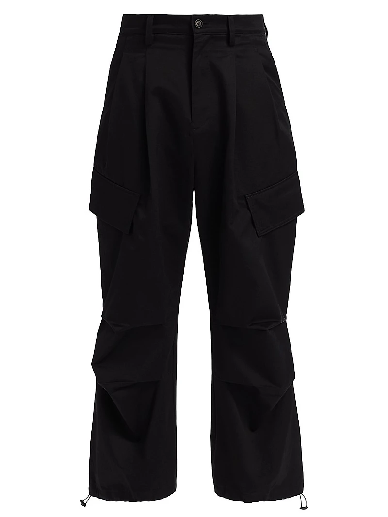 Pleated Wide-Leg Cargo Pants