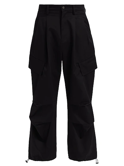 Pleated Wide-Leg Cargo Pants