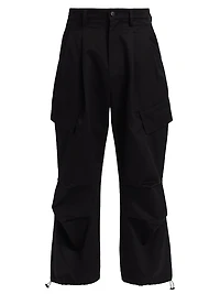 Pleated Wide-Leg Cargo Pants