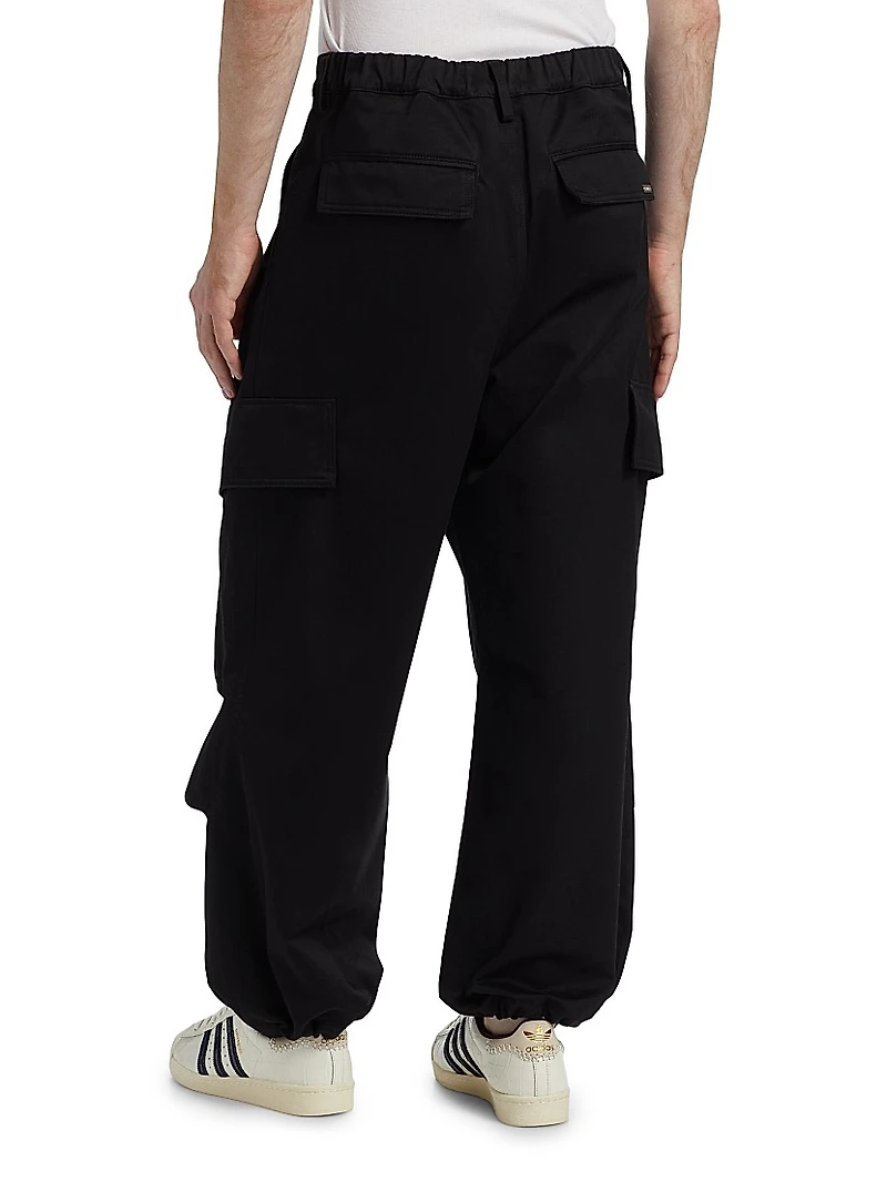 Pleated Wide-Leg Cargo Pants
