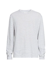 Striped Cotton-Linen Crewneck Shirt