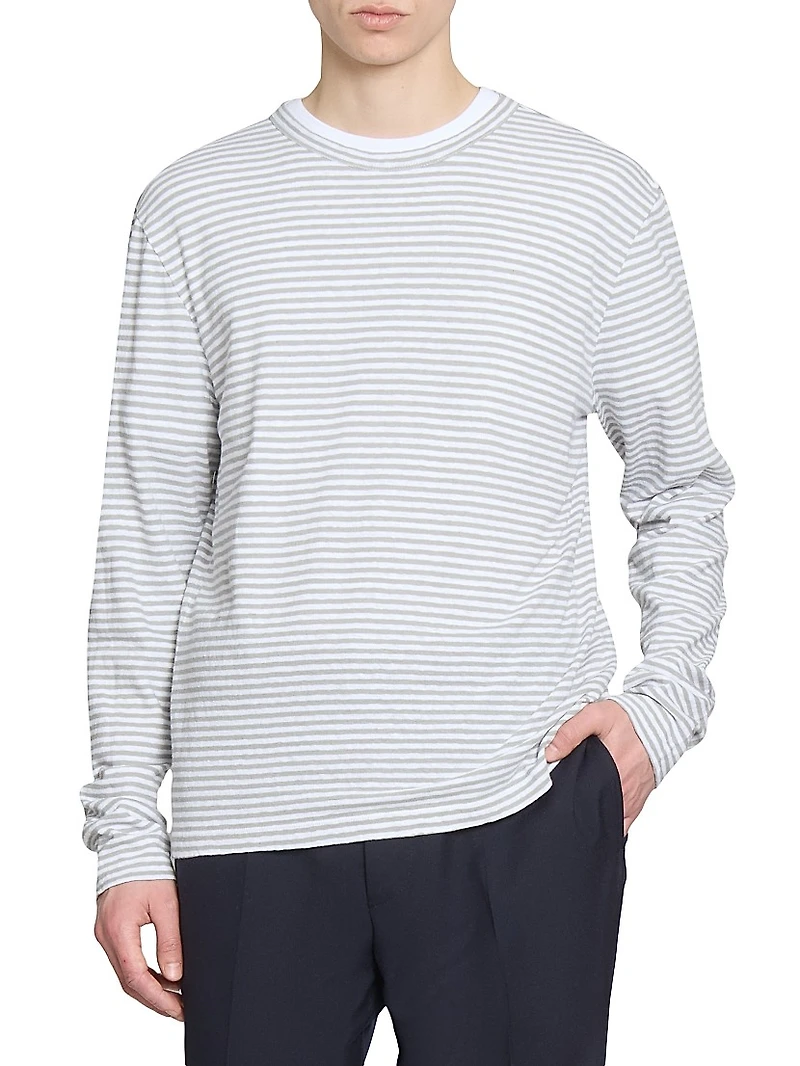 Striped Cotton-Linen Crewneck Shirt