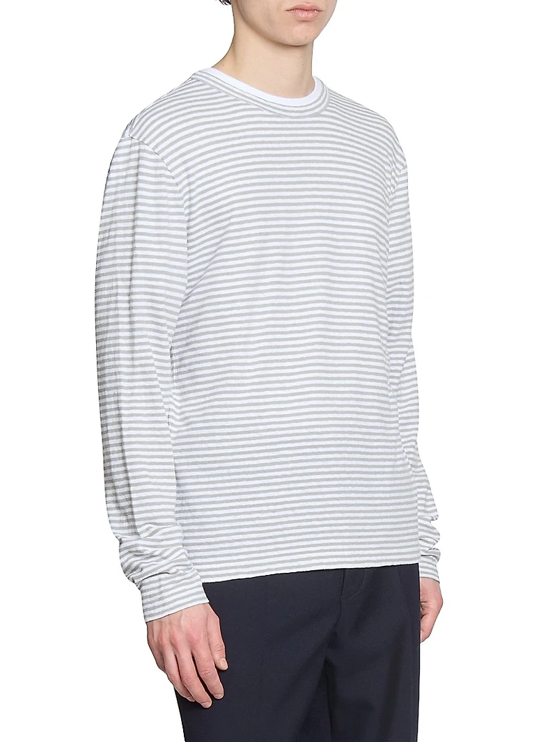 Striped Cotton-Linen Crewneck Shirt
