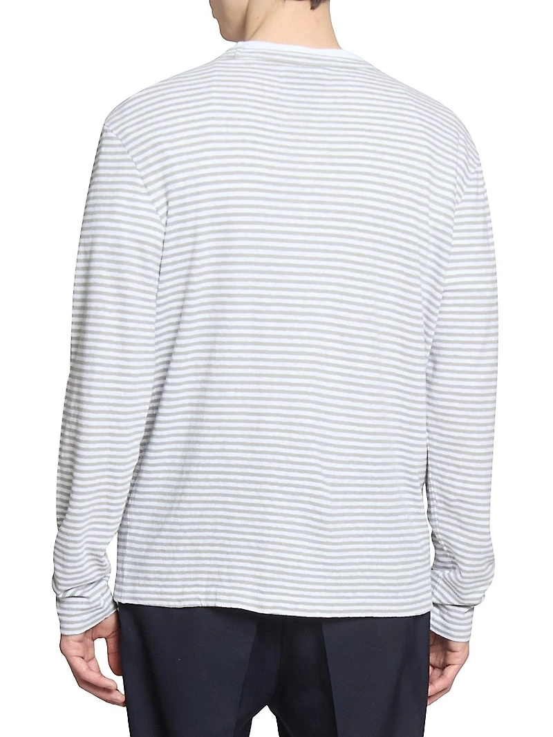 Striped Cotton-Linen Crewneck Shirt