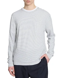 Striped Cotton-Linen Crewneck Shirt
