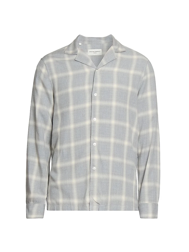 Eren Plaid Ramie Button-Front Shirt