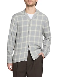 Eren Plaid Ramie Button-Front Shirt