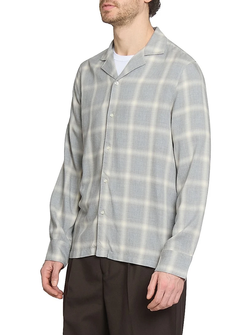 Eren Plaid Ramie Button-Front Shirt