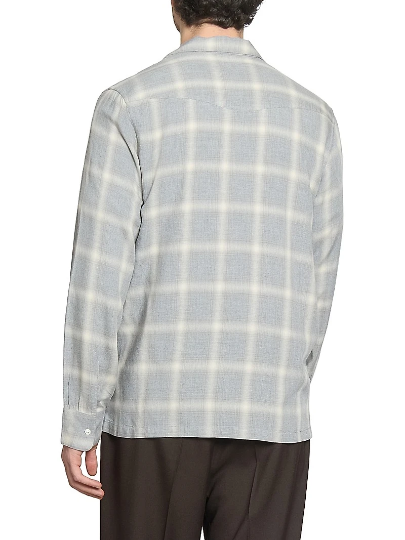Eren Plaid Ramie Button-Front Shirt