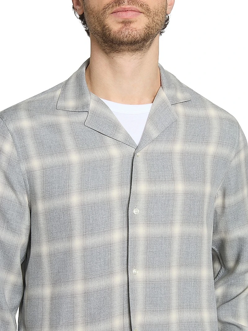 Eren Plaid Ramie Button-Front Shirt