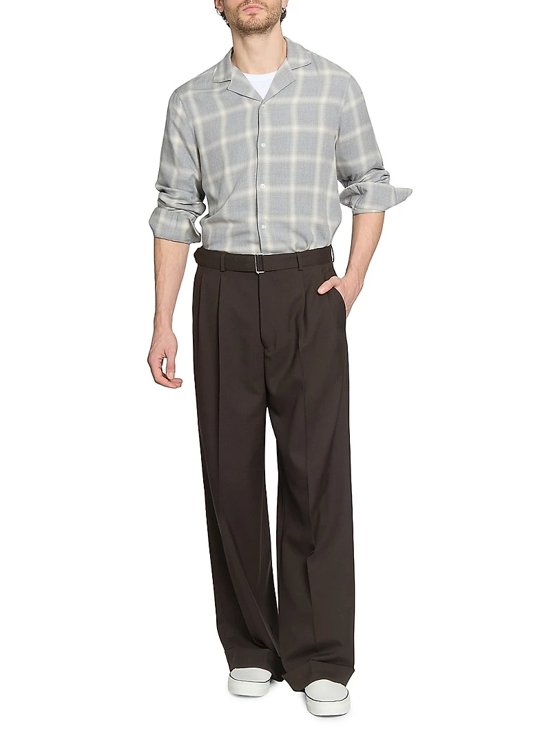 Eren Plaid Ramie Button-Front Shirt