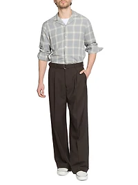 Eren Plaid Ramie Button-Front Shirt