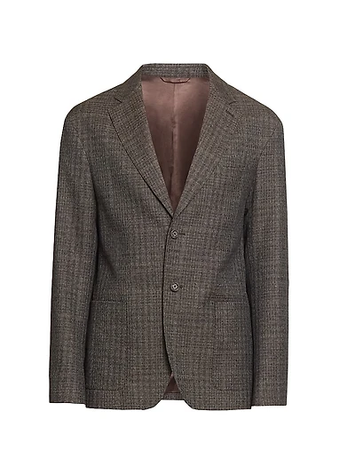 Michel Plaid Virgin-Wool Single-Breasted Jacket