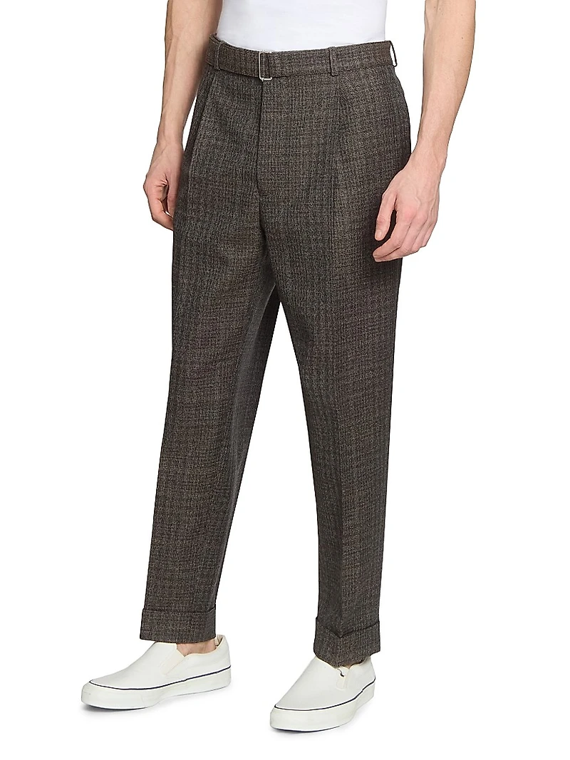 Hugo Plaid Virgin-Wool Straight-Leg Pants