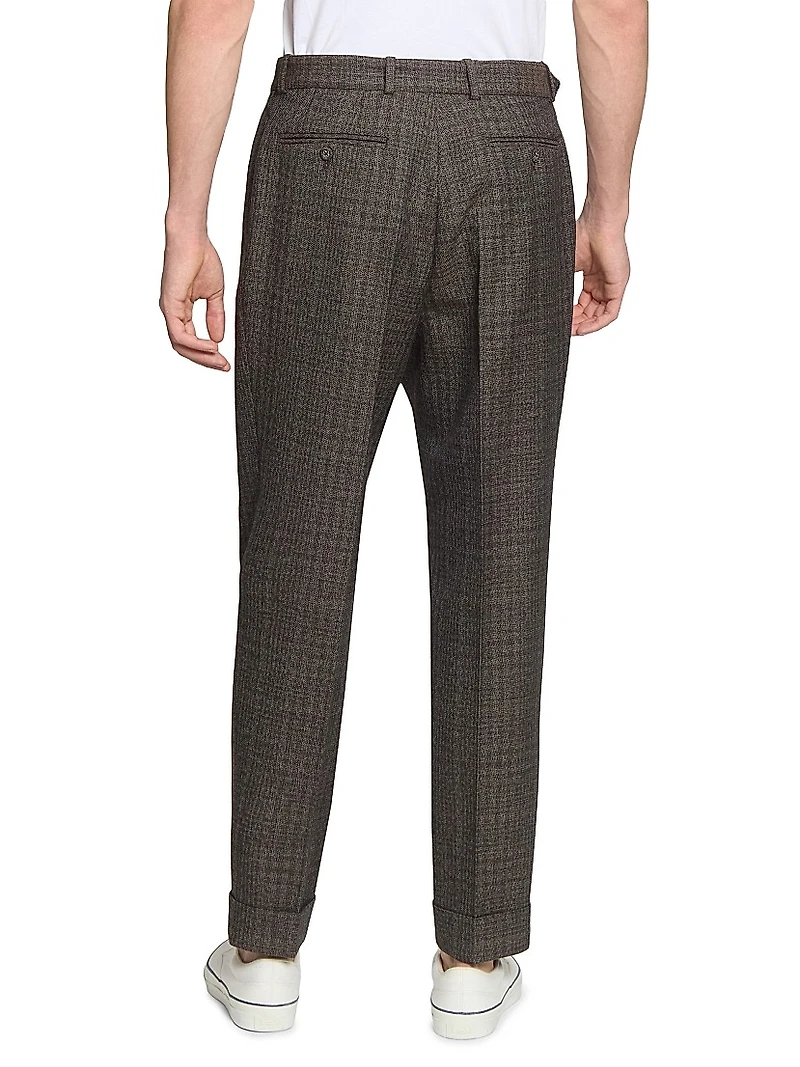 Hugo Plaid Virgin-Wool Straight-Leg Pants