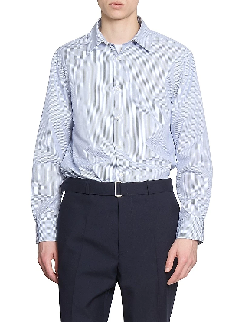 Galahad Striped Cotton Button-Front Shirt