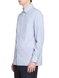 Galahad Striped Cotton Button-Front Shirt