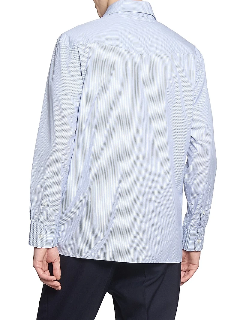 Galahad Striped Cotton Button-Front Shirt