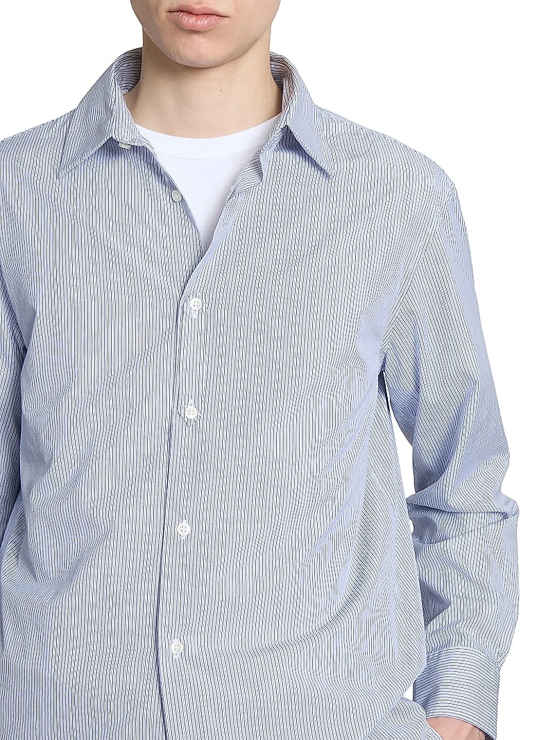 Galahad Striped Cotton Button-Front Shirt