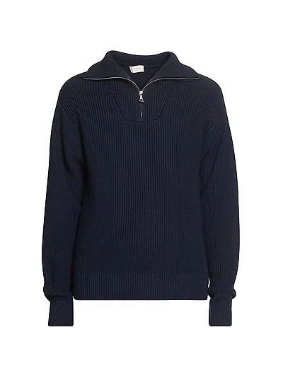 Tarek Rib-Knit Merino Wool Half-Zip Sweater
