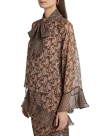 Maris Paisley Chiffon Tieneck Blouse