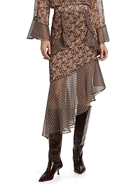 Rakal Paisley Chiffon Asymmetric Midi-Skirt